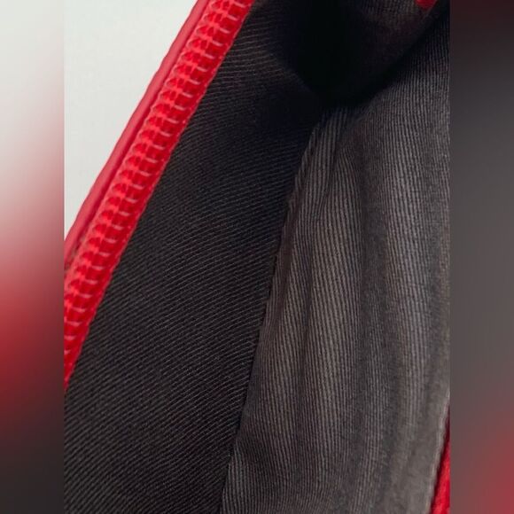 Fossil Multifunction Wallet Red Leather Zippered Trifold Gray Interior EUC - Picture 14 of 16